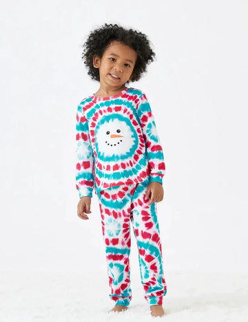 Christmas Snowman Print Family Matching Colorful Pajamas Sets